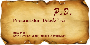 Presneider Debóra névjegykártya